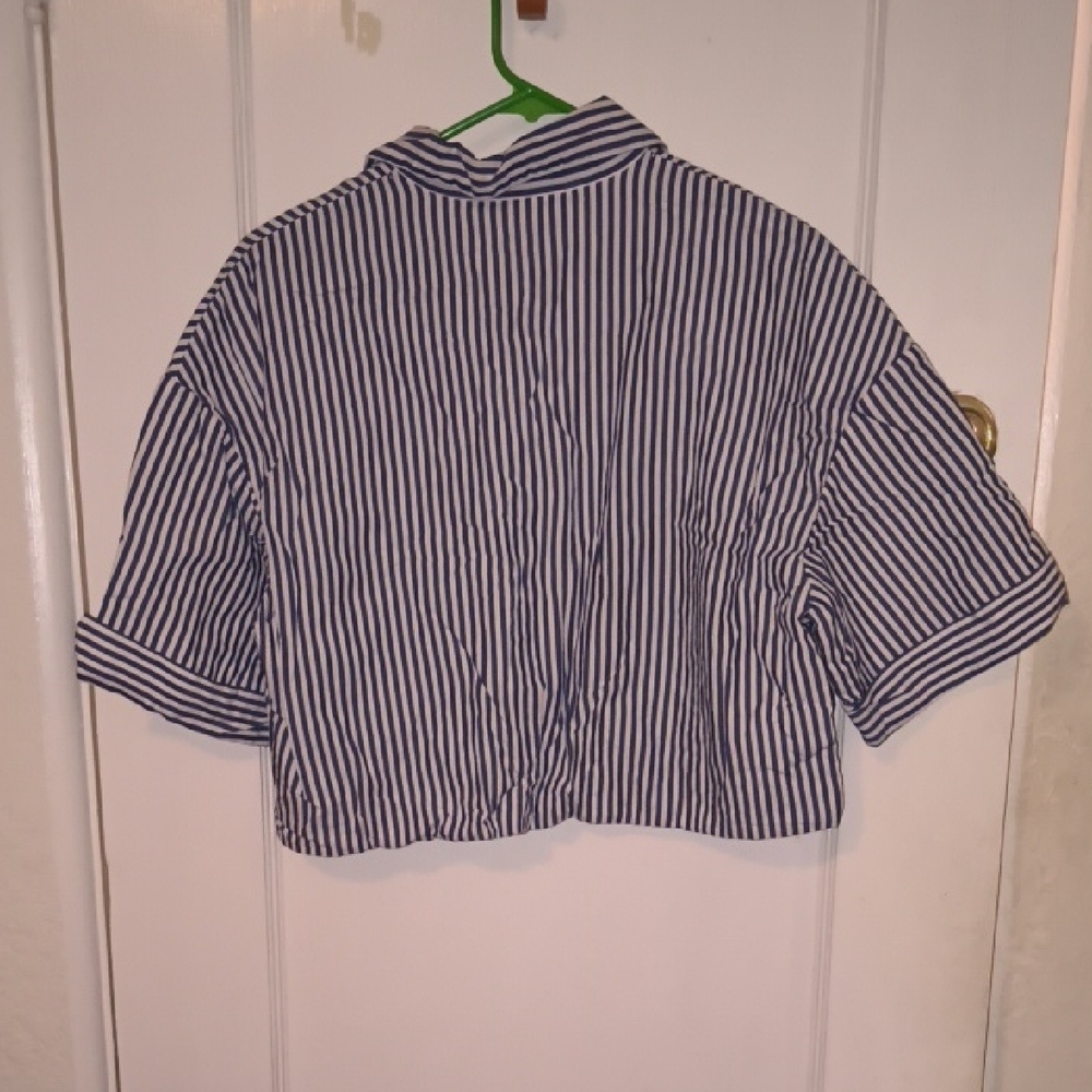 Zara | Blue and White Striped Crop Top - Picture 5 of 5